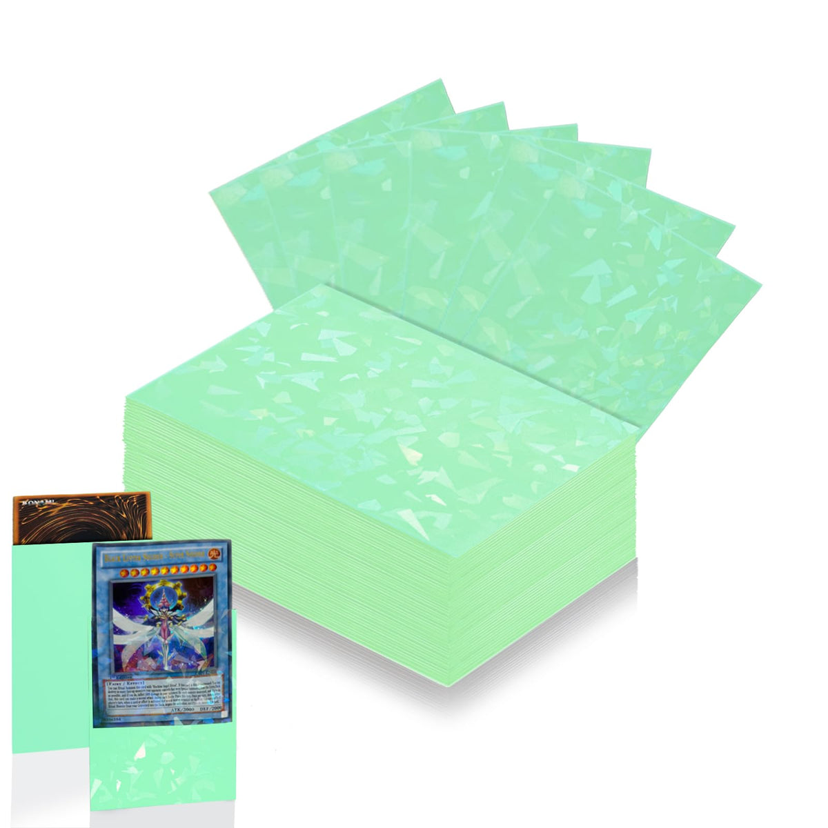 Abejita 100 Count Mint Green Card Sleeves 66x91mm – Shiny Holographic MTG Card Protectors