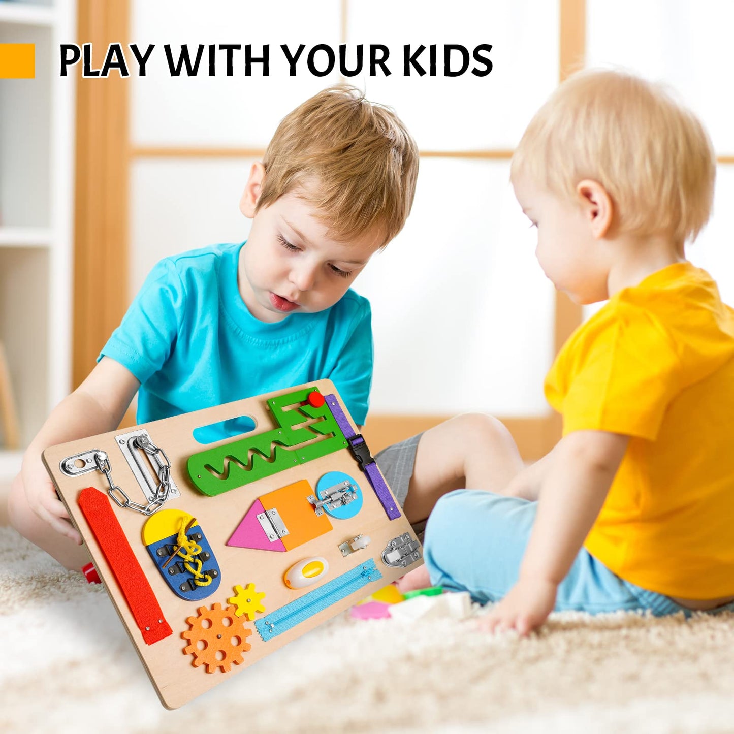 ABERLLS Montessori Busy Board for Toddlers – Wooden Sensory Toy & Fine Motor Skills