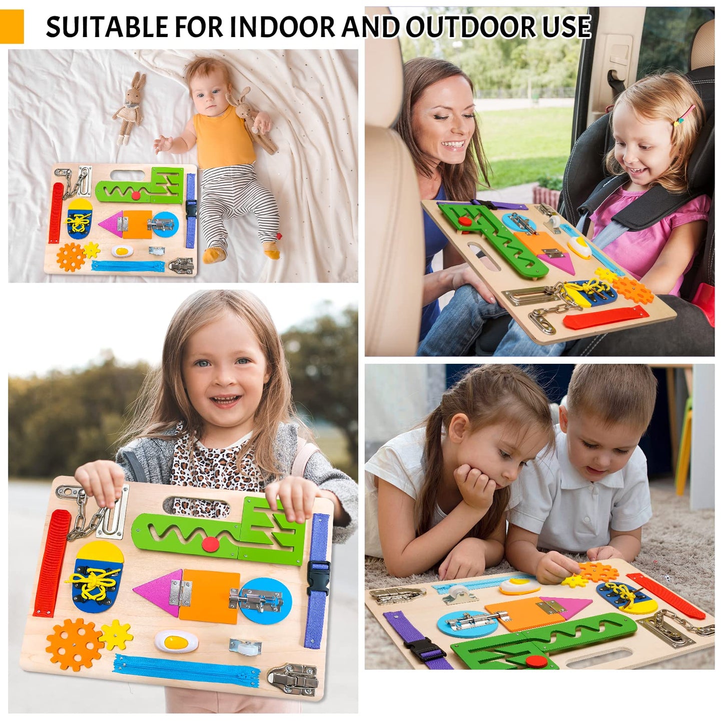 ABERLLS Montessori Busy Board for Toddlers – Wooden Sensory Toy & Fine Motor Skills