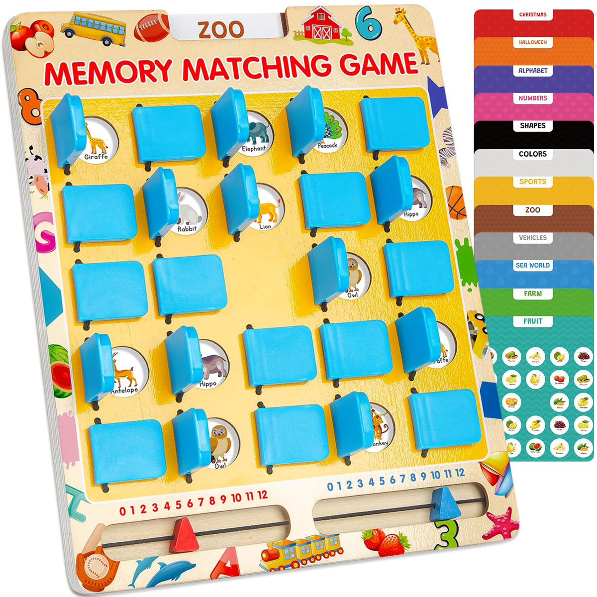 ABERLLS Matching Memory Game for Kids Ages 3-8 | Wooden Travel Board Game