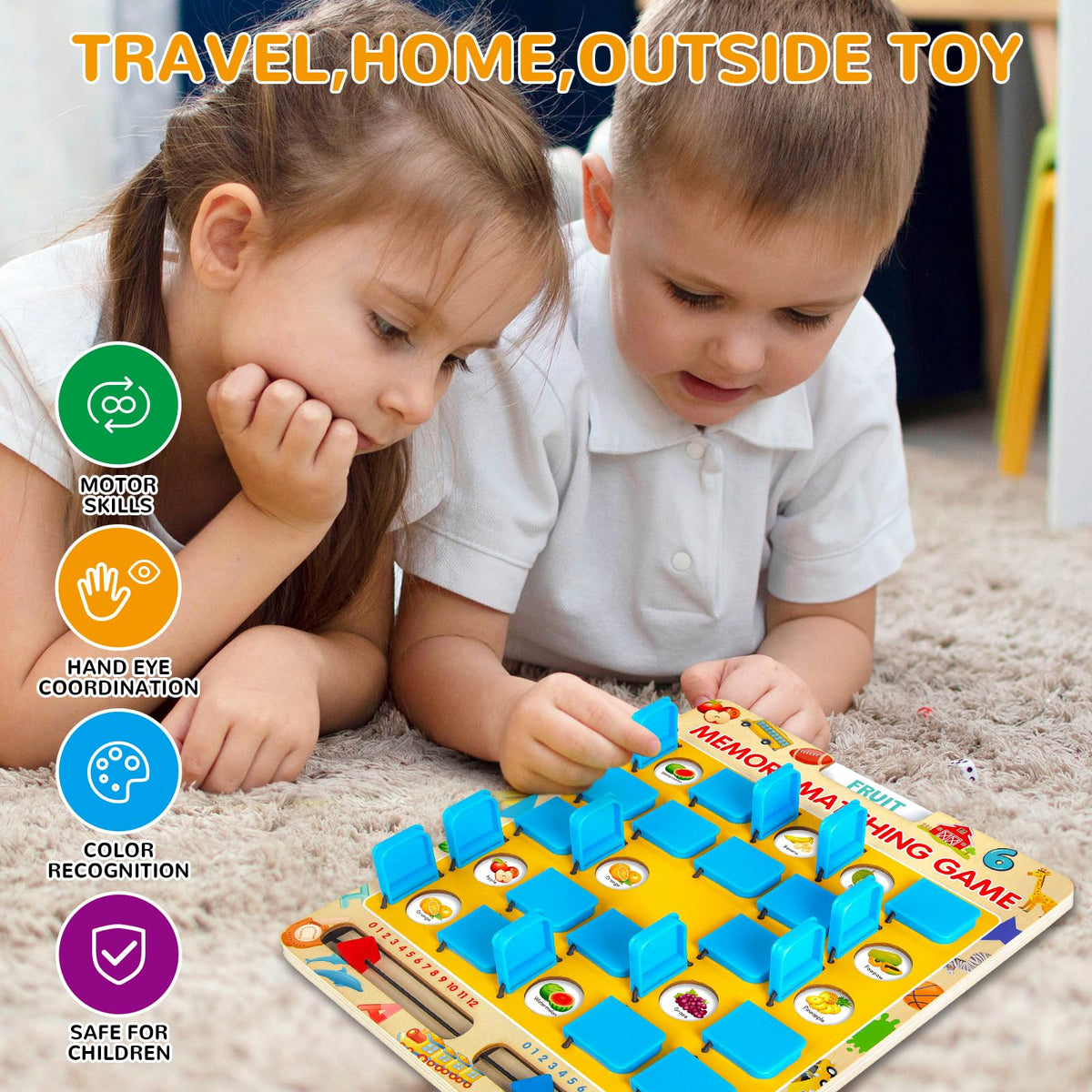 ABERLLS Matching Memory Game for Kids Ages 3-8 | Wooden Travel Board Game
