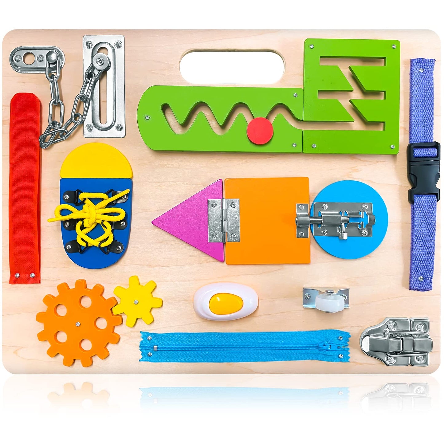 ABERLLS Montessori Busy Board for Toddlers – Wooden Sensory Toy & Fine Motor Skills
