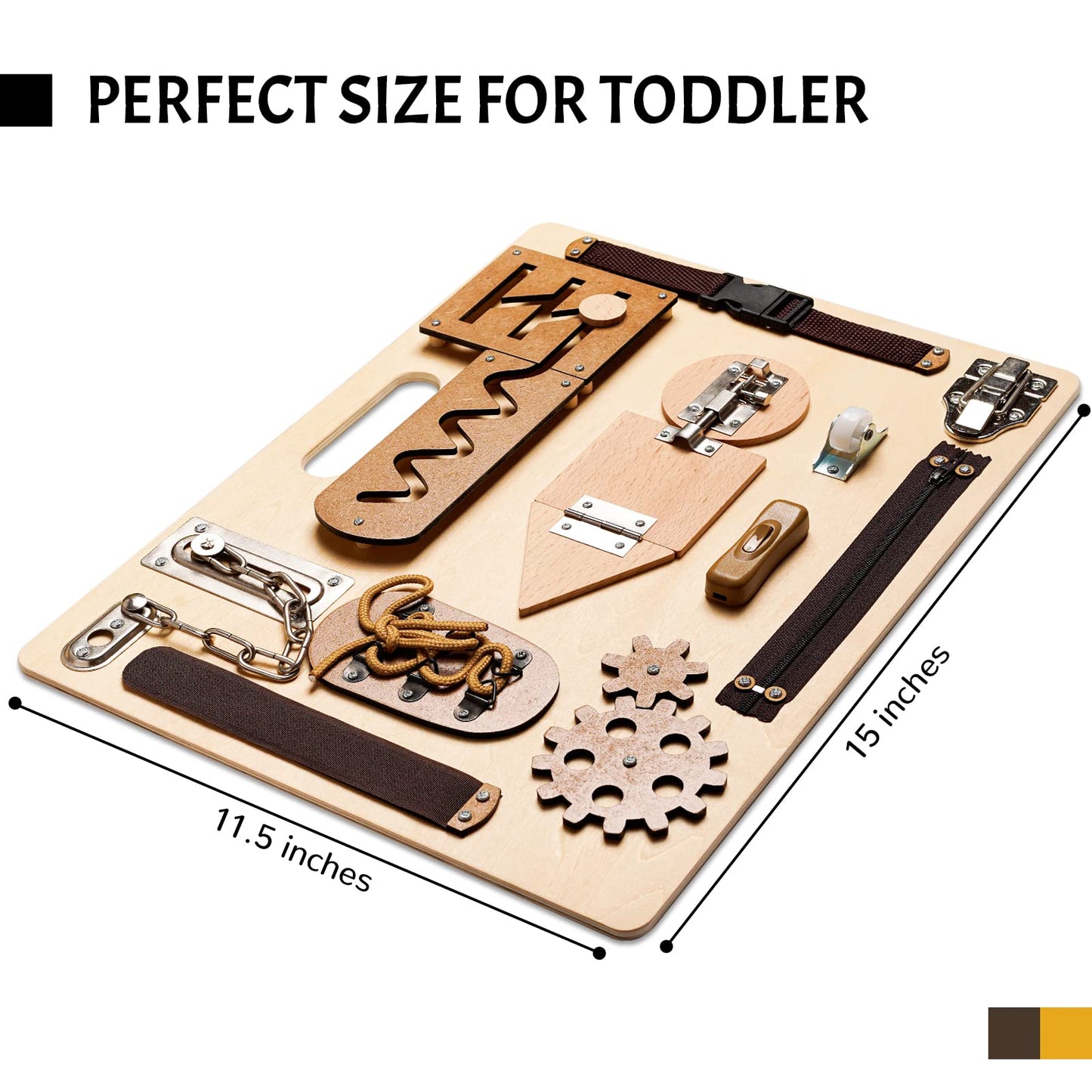 ABERLLS Montessori Busy Board for Toddlers | Wooden Sensory Toy for Fine Motor Skills