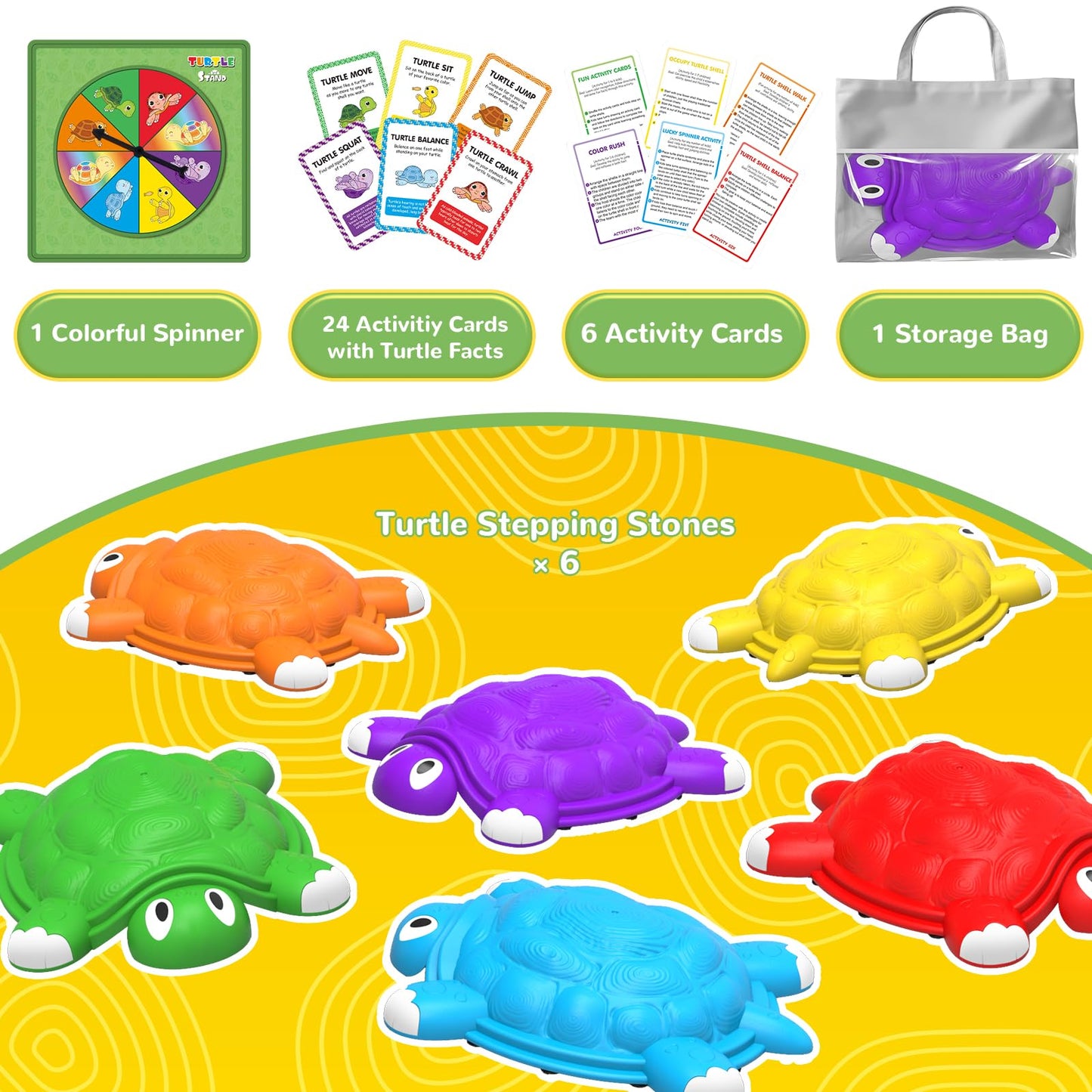 ABERLLS Stepping Stones for Kids — Turtle Balance & Coordination Toy for Ages 3–7