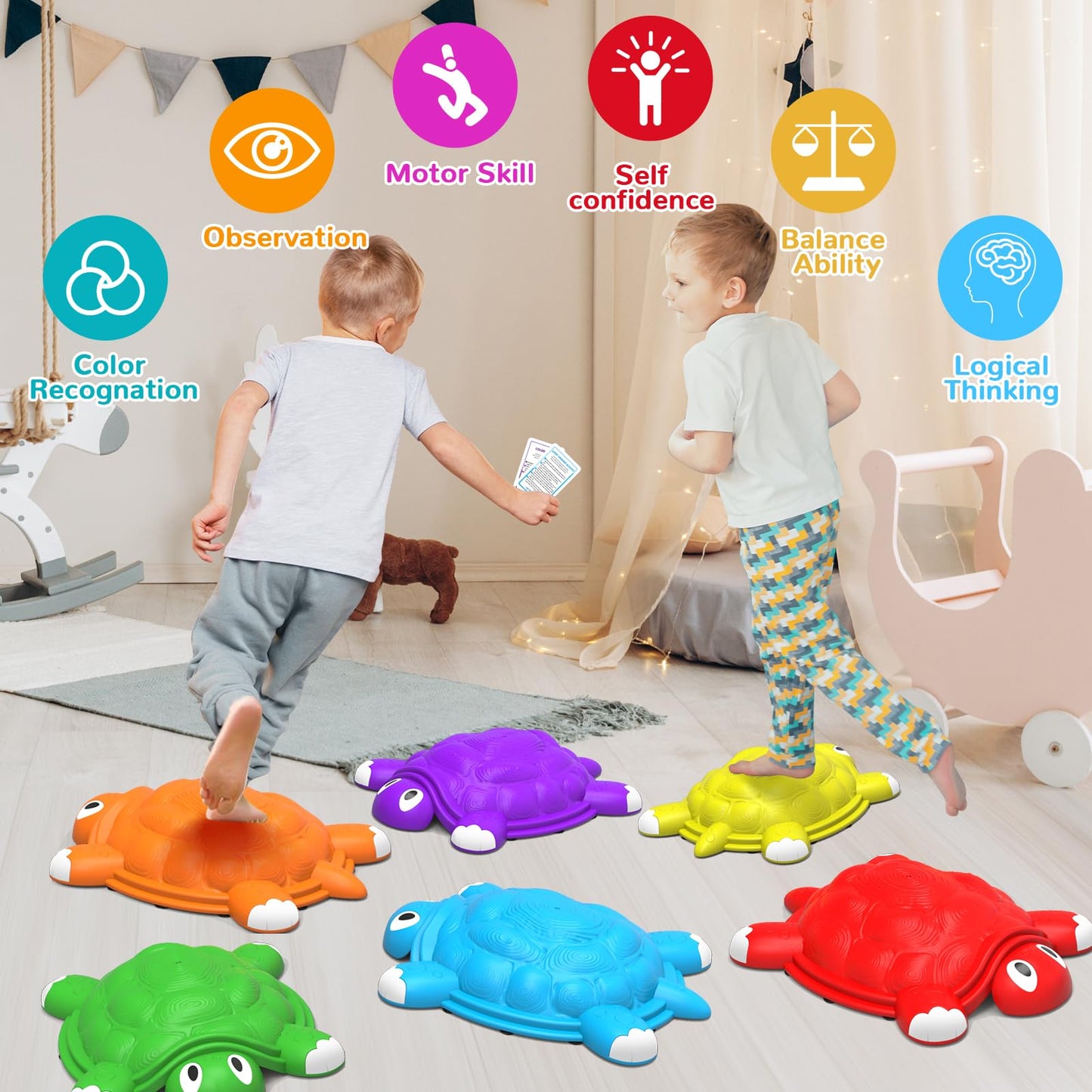 ABERLLS Stepping Stones for Kids — Turtle Balance & Coordination Toy for Ages 3–7