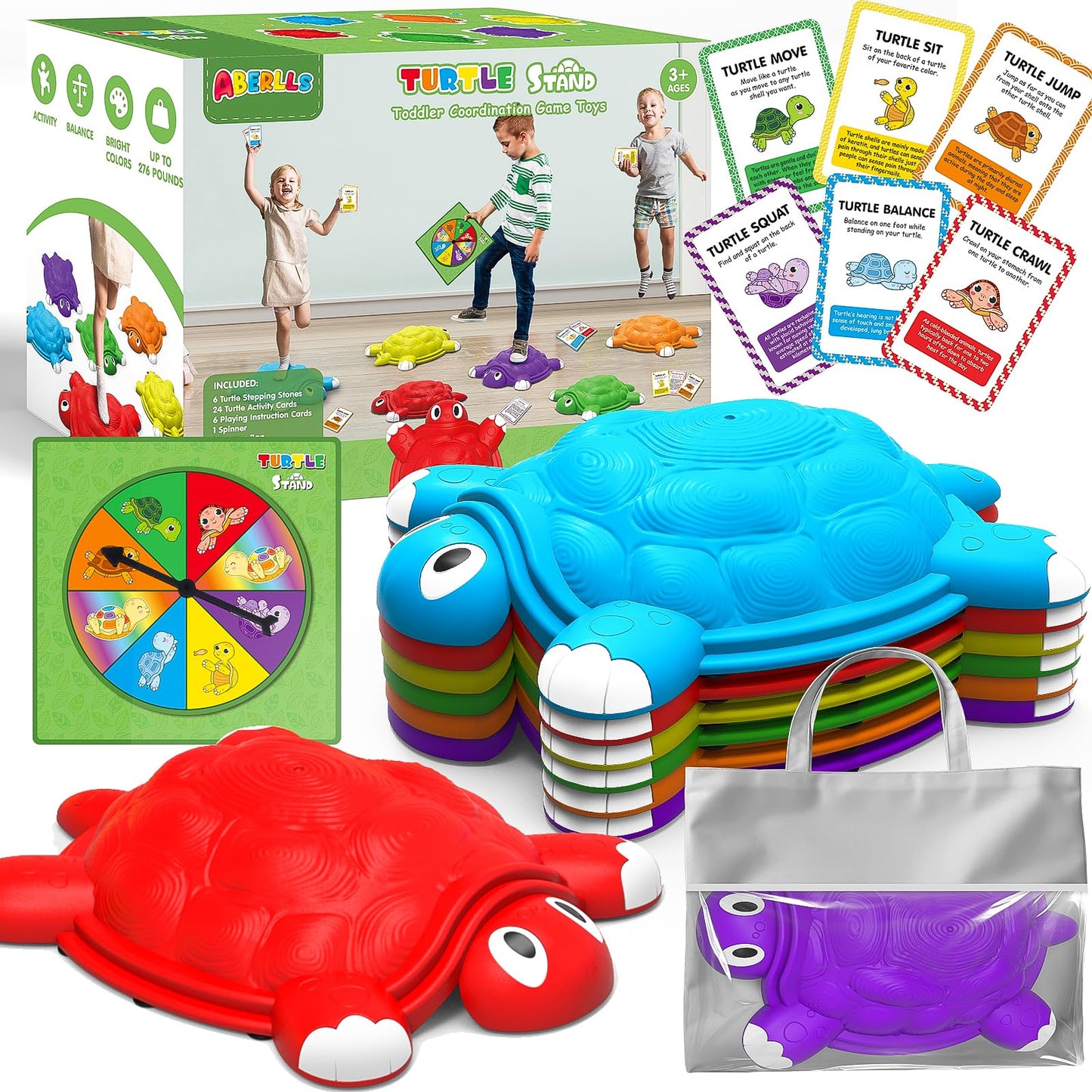 ABERLLS Stepping Stones for Kids — Turtle Balance & Coordination Toy for Ages 3–7