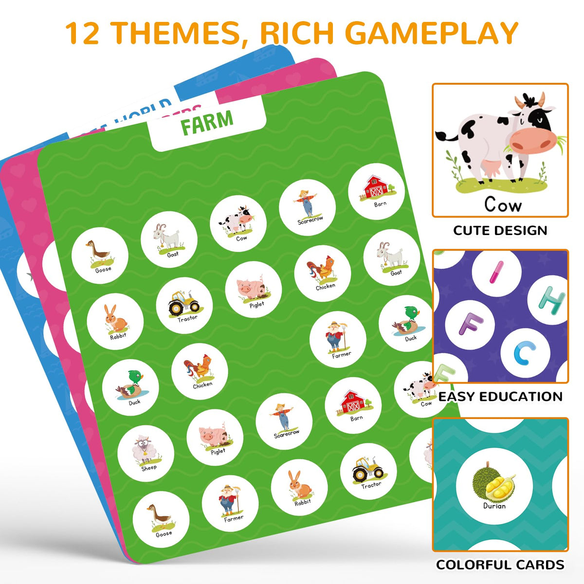 ABERLLS Matching Memory Game for Kids Ages 3-8 | Wooden Travel Board Game