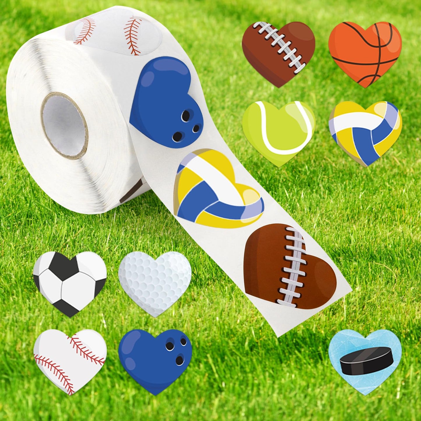 Abilat 800 Pcs Valentines Sports Stickers – Heart-Shaped Ball Designs for Kids