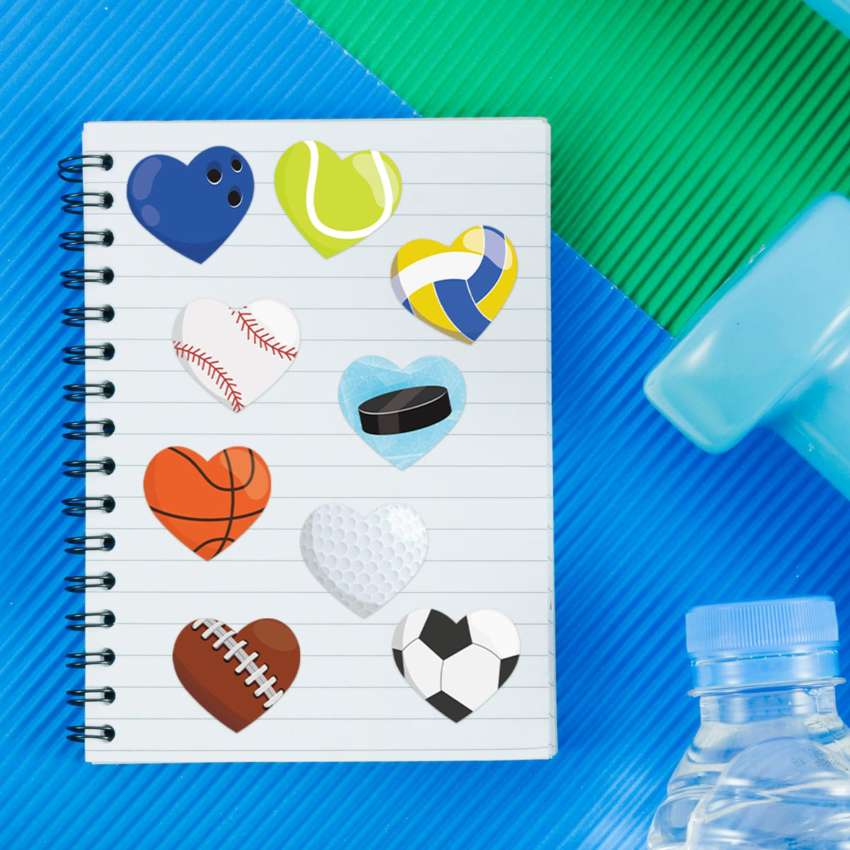 Abilat 800 Pcs Valentines Sports Stickers – Heart-Shaped Ball Designs for Kids