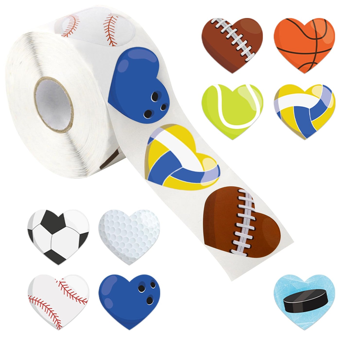 Abilat 800 Pcs Valentines Sports Stickers – Heart-Shaped Ball Designs for Kids