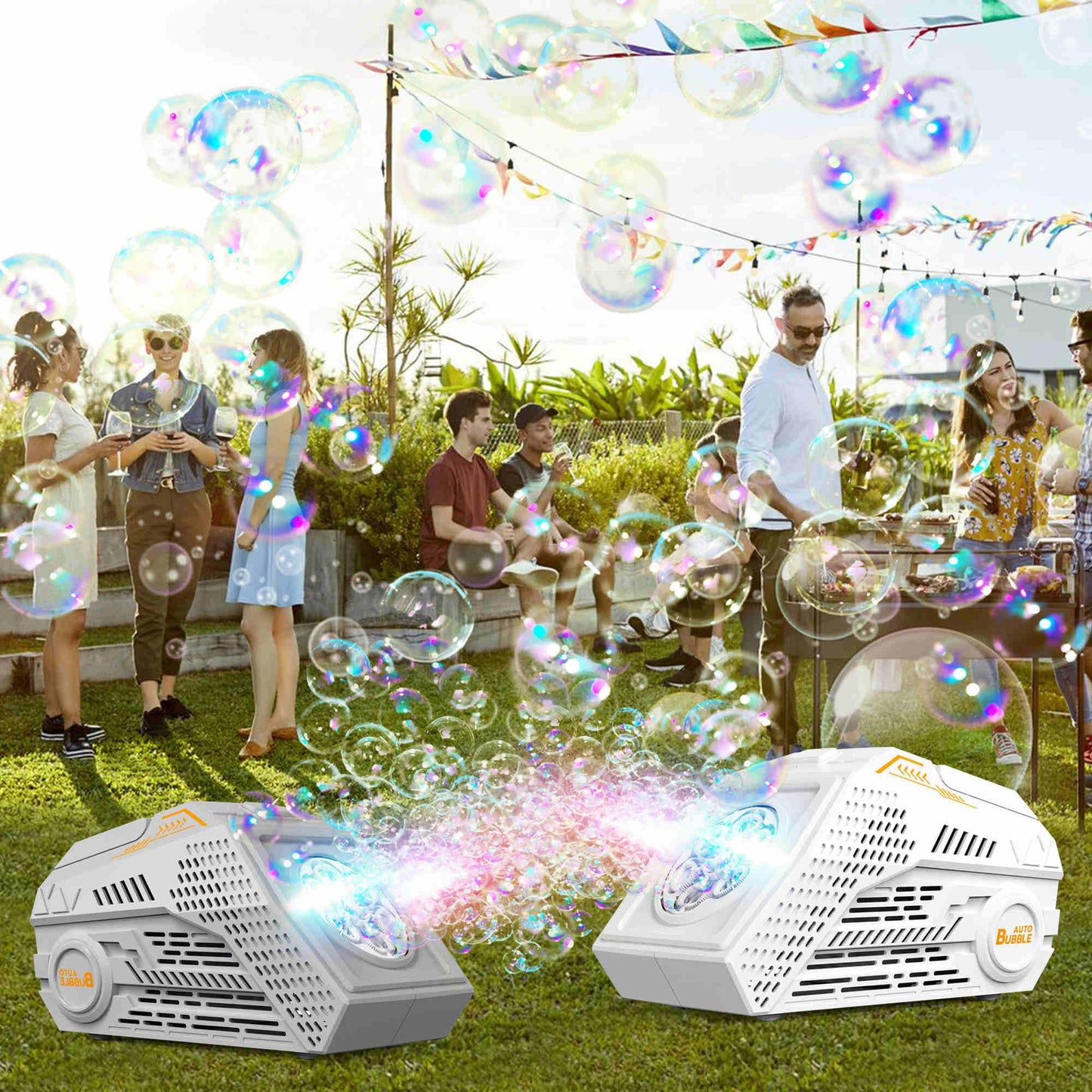 Abincee 2-Pack Bubble Machine – 20k+ Bubbles/Min, Battery-Powered