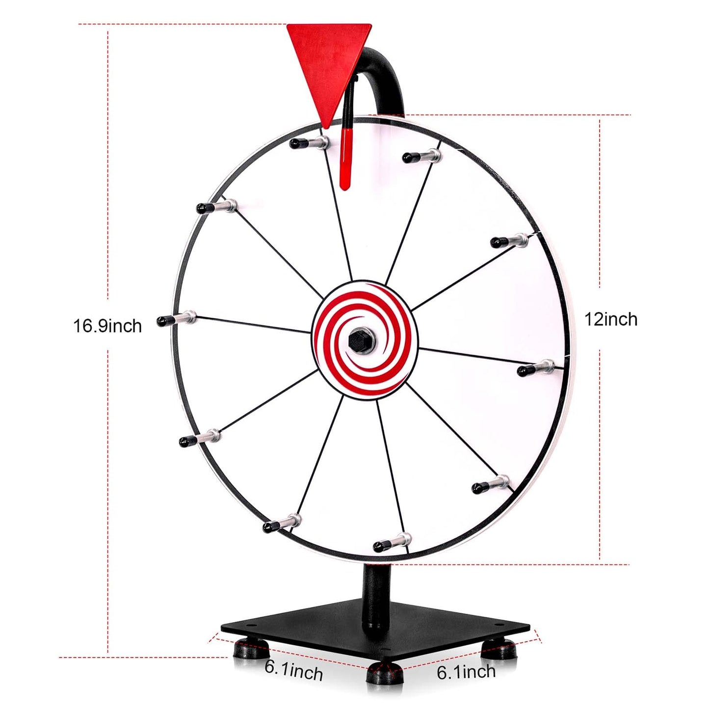 Abitcha 12-Inch White Tabletop Prize Wheel - 10 Slots, Heavy-Duty Base, Dry-Erase Surface