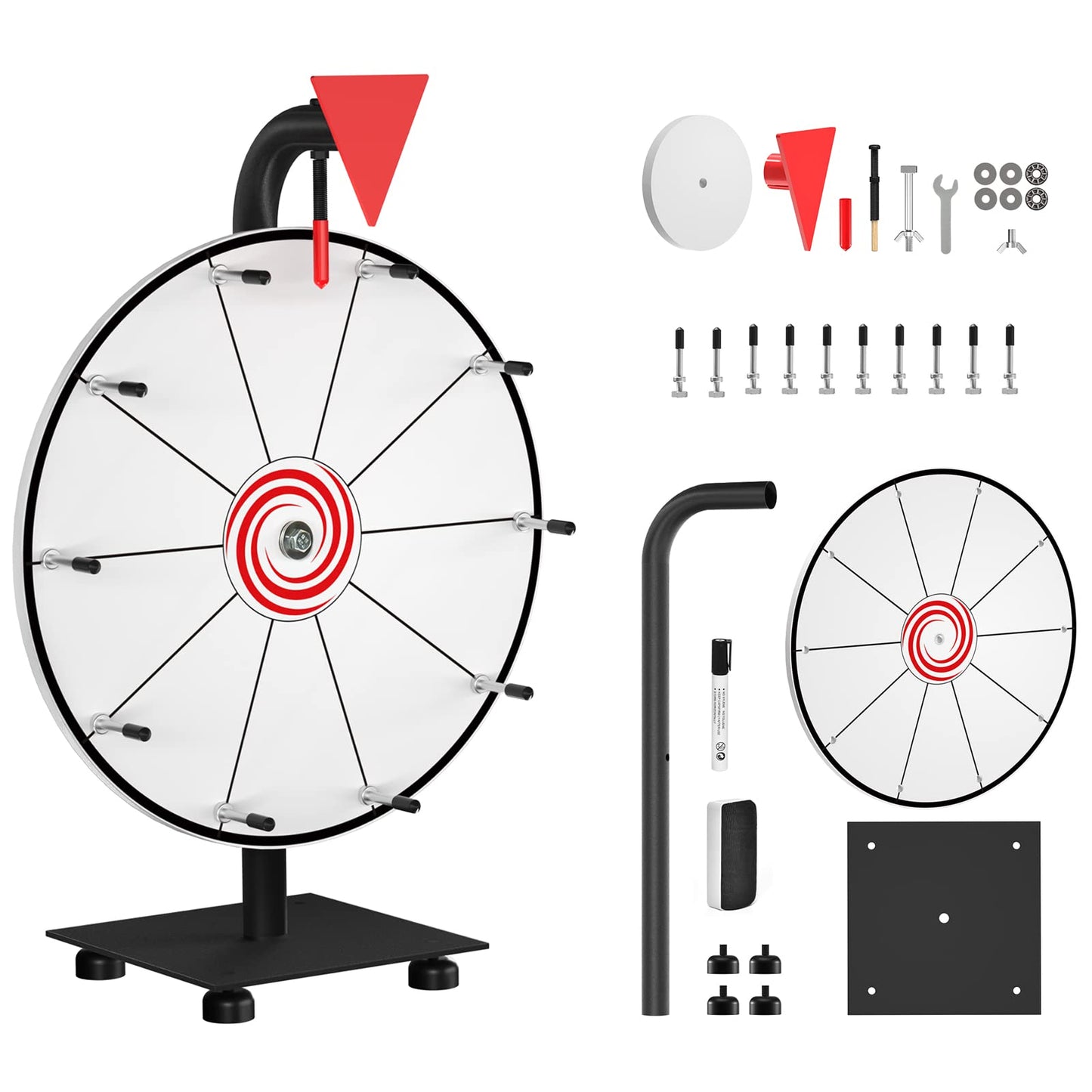 Abitcha 12-Inch White Tabletop Prize Wheel - 10 Slots, Heavy-Duty Base, Dry-Erase Surface