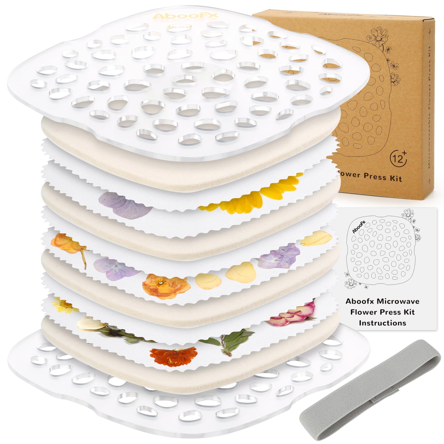 Aboofx Microwave Flower Press 6.3-Inch | 3-Layer Quick-Dry Kit for DIY Flower Art