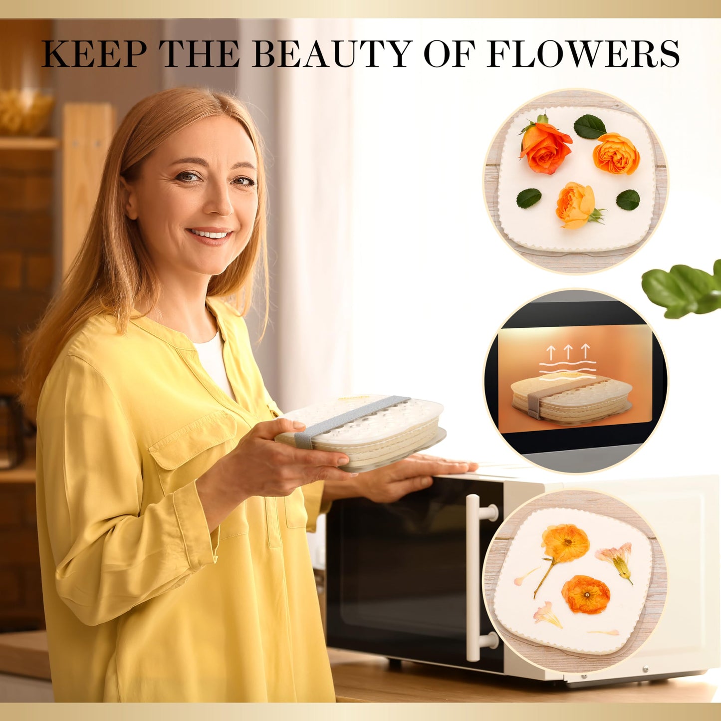 Aboofx Microwave Flower Press 6.3-Inch | 3-Layer Quick-Dry Kit for DIY Flower Art
