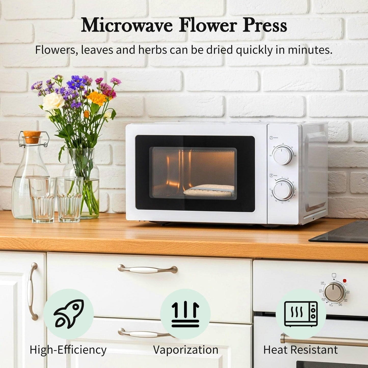 Aboofx Microwave Flower Press Kit – Fast Drying, 6x6-Inch Plates, Reusable