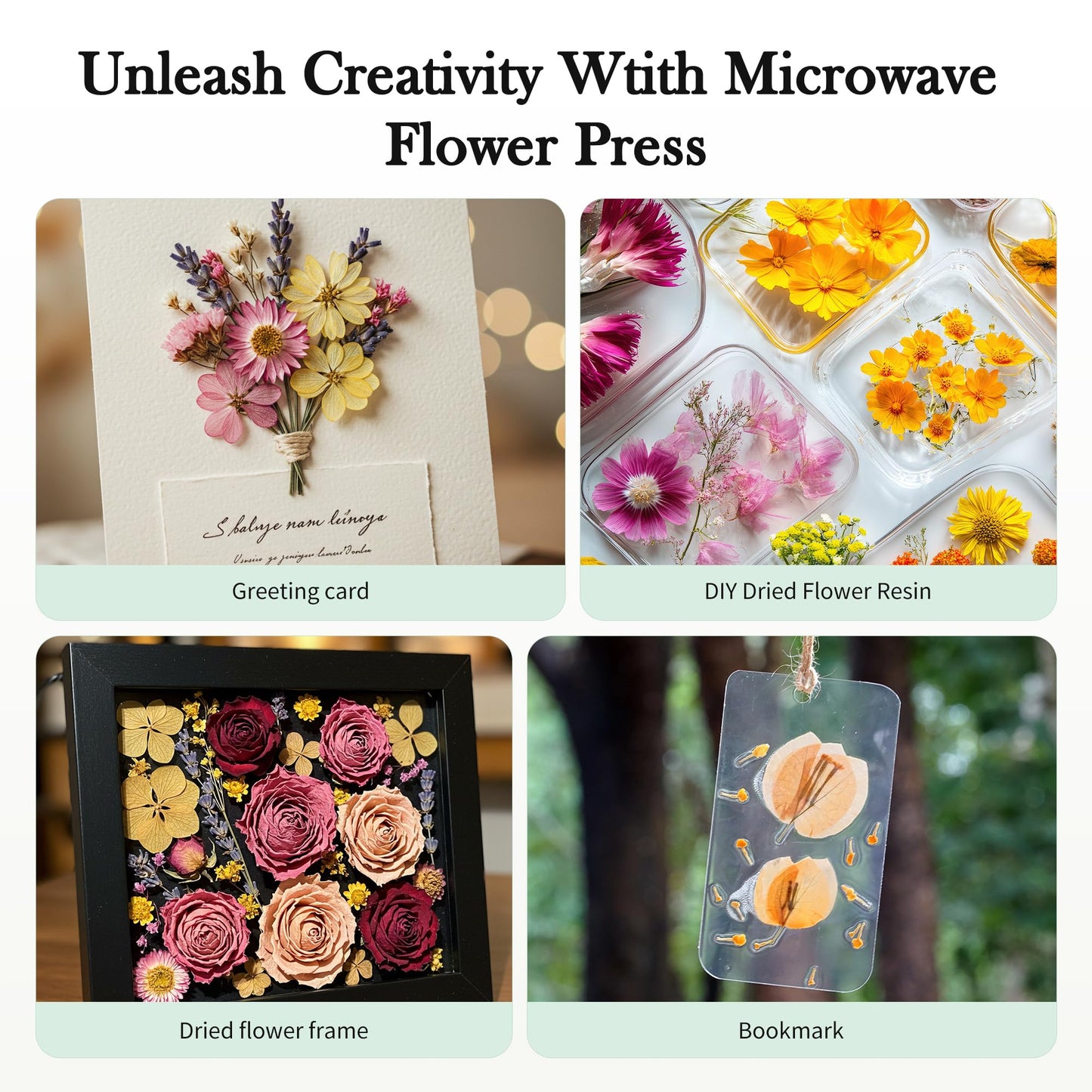 Aboofx Microwave Flower Press Kit – Fast Drying, 6x6-Inch Plates, Reusable