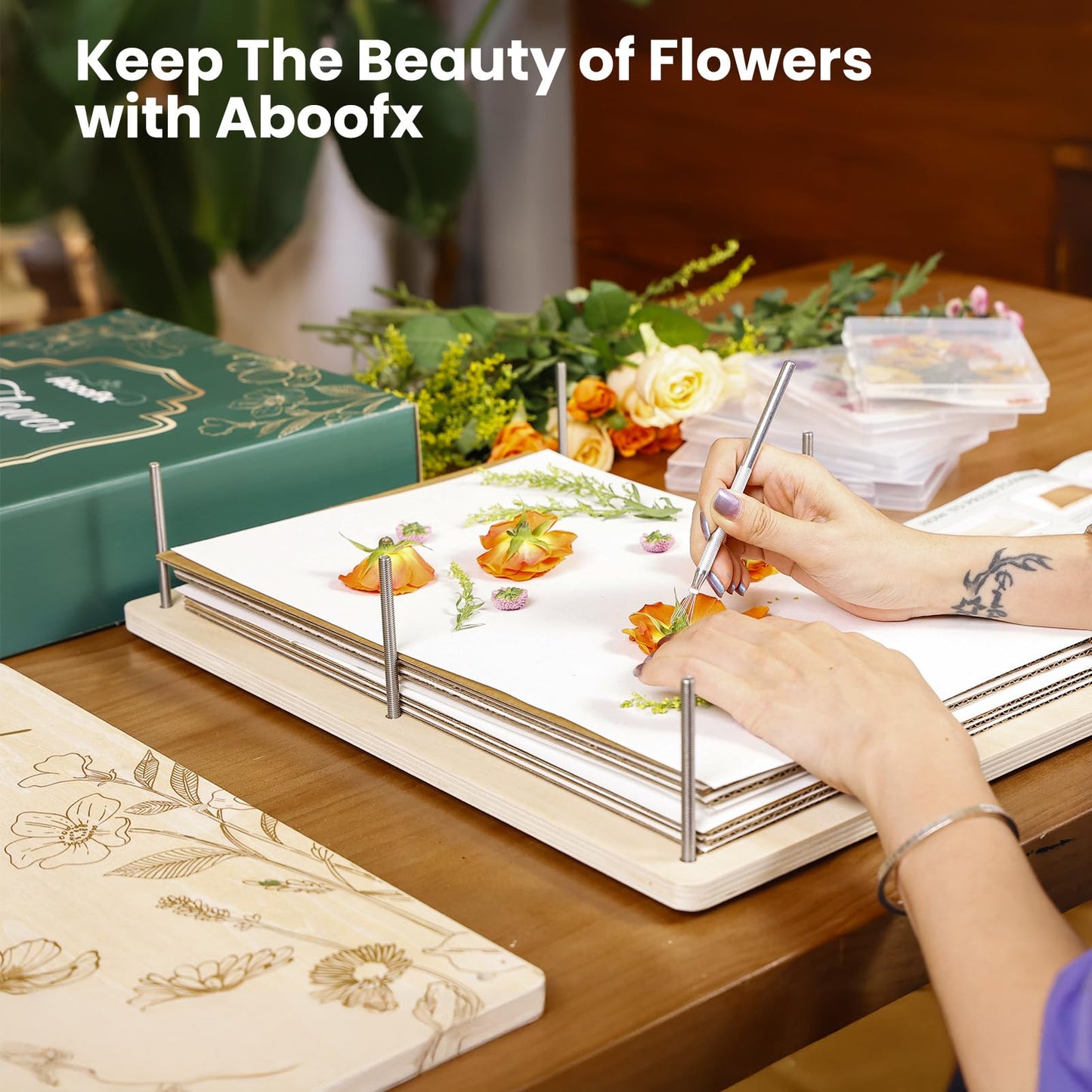 Aboofx Extra Large Flower Press Kit — 17x11.8 in, 5 Layers, Basswood