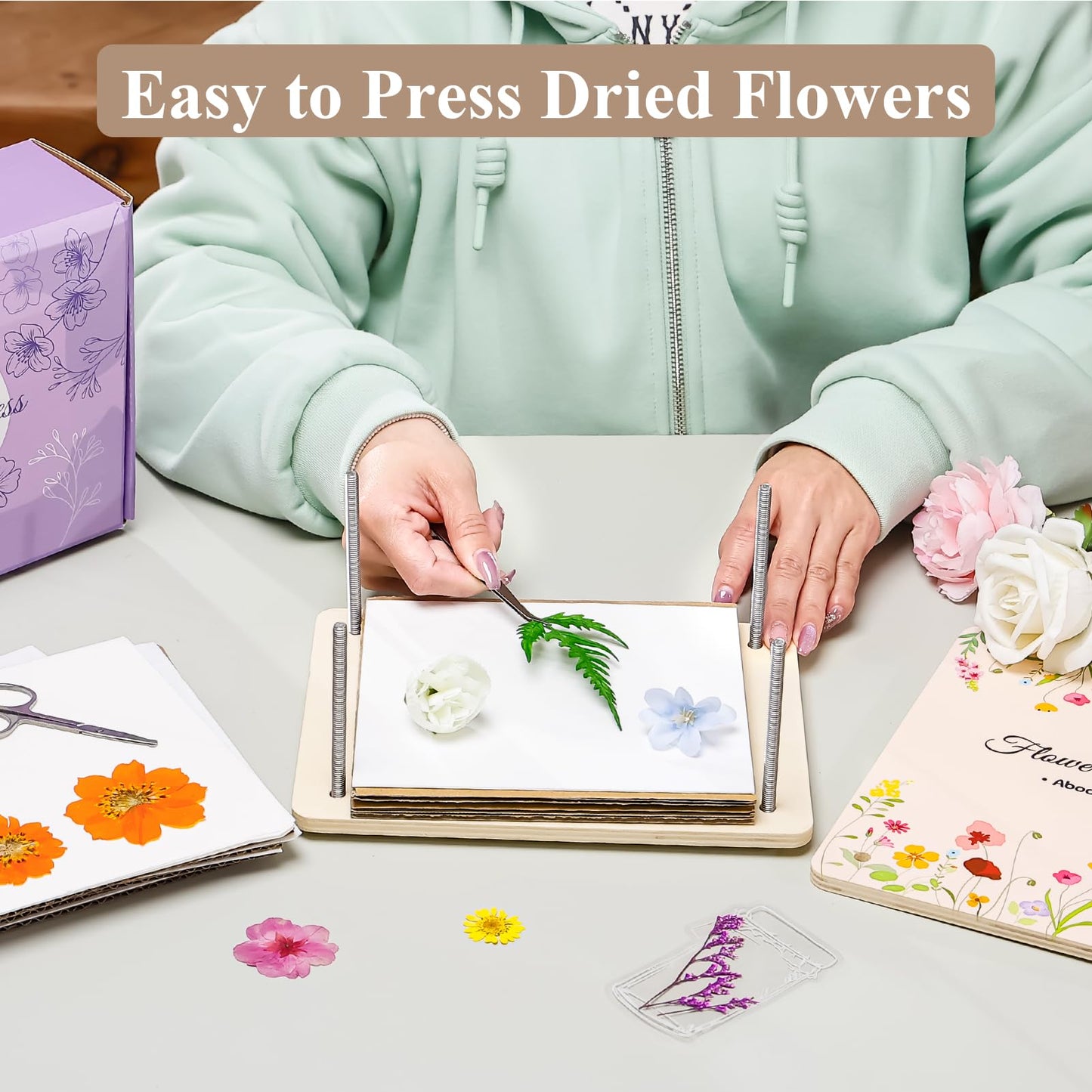 Aboofx Flower Press Kit — 8-Layer Wooden Press for DIY Pressed Flowers
