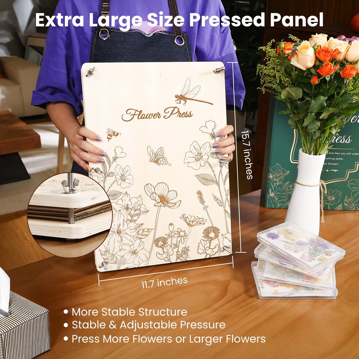 Aboofx Extra Large Flower Press Kit — 17x11.8 in, 5 Layers, Basswood