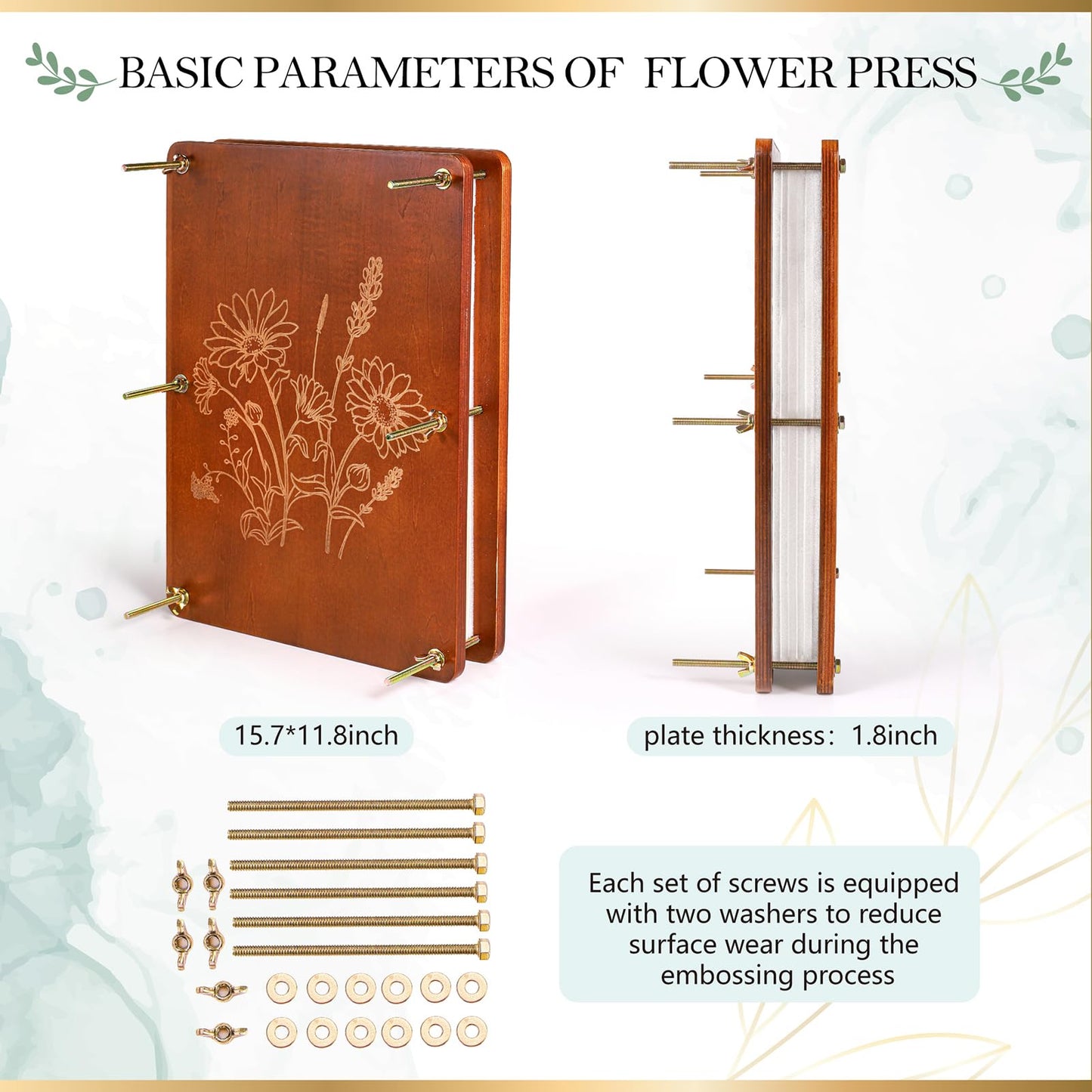 Aboofx Flower Press Kit — Large 6-Layer Wooden Press for DIY Pressed Flowers