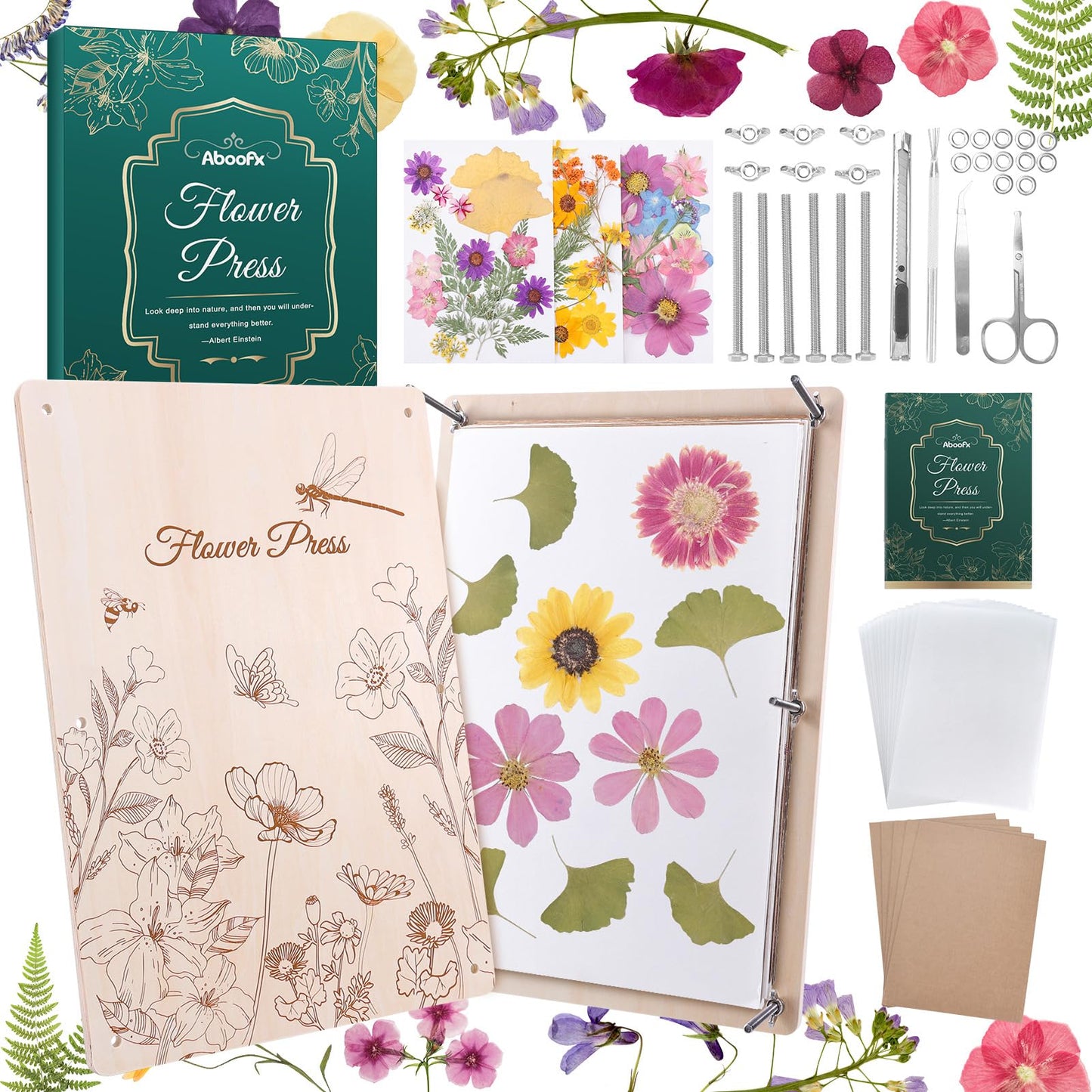 Aboofx Extra Large Flower Press Kit — 17x11.8 in, 5 Layers, Basswood