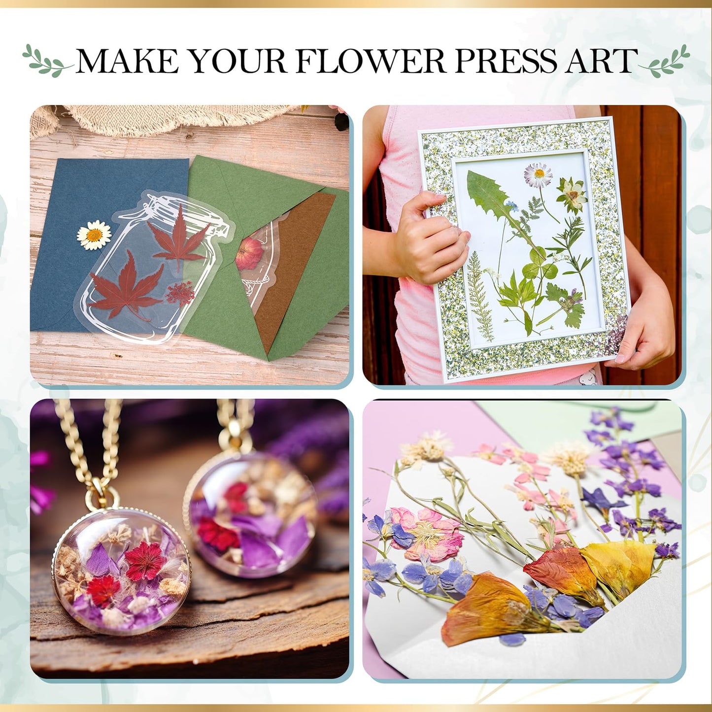 Aboofx Flower Press Kit — Large 6-Layer Wooden Press for DIY Pressed Flowers