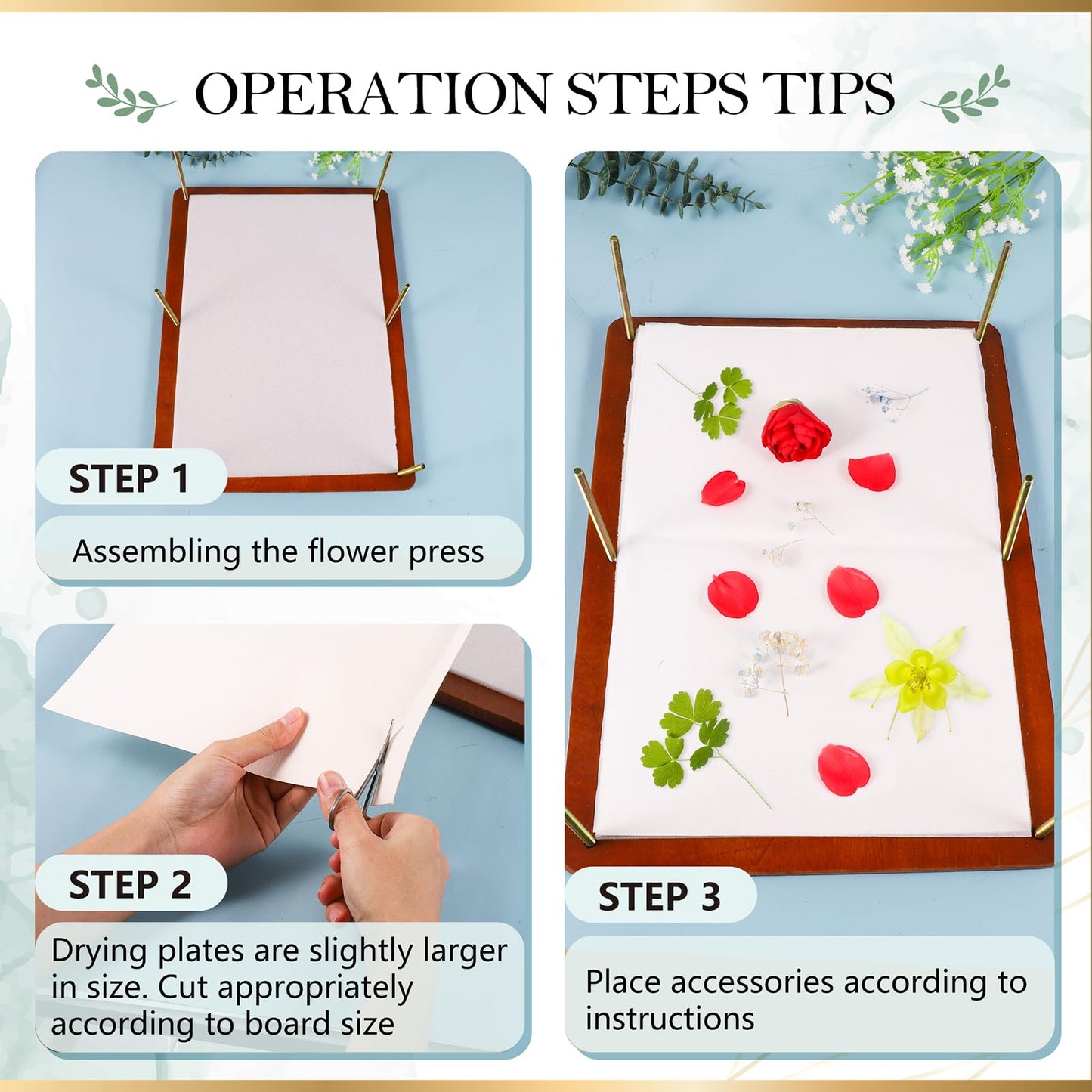 Aboofx Flower Press Kit — Large 6-Layer Wooden Press for DIY Pressed Flowers