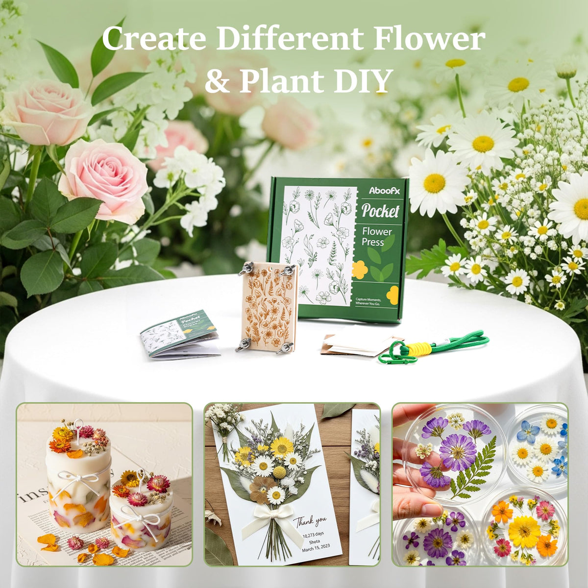 Aboofx Mini Flower Press Kit – Portable 2.5 x 4 Inch for Dried Flowers, Leaves & Herbs | Beginner-Friendly