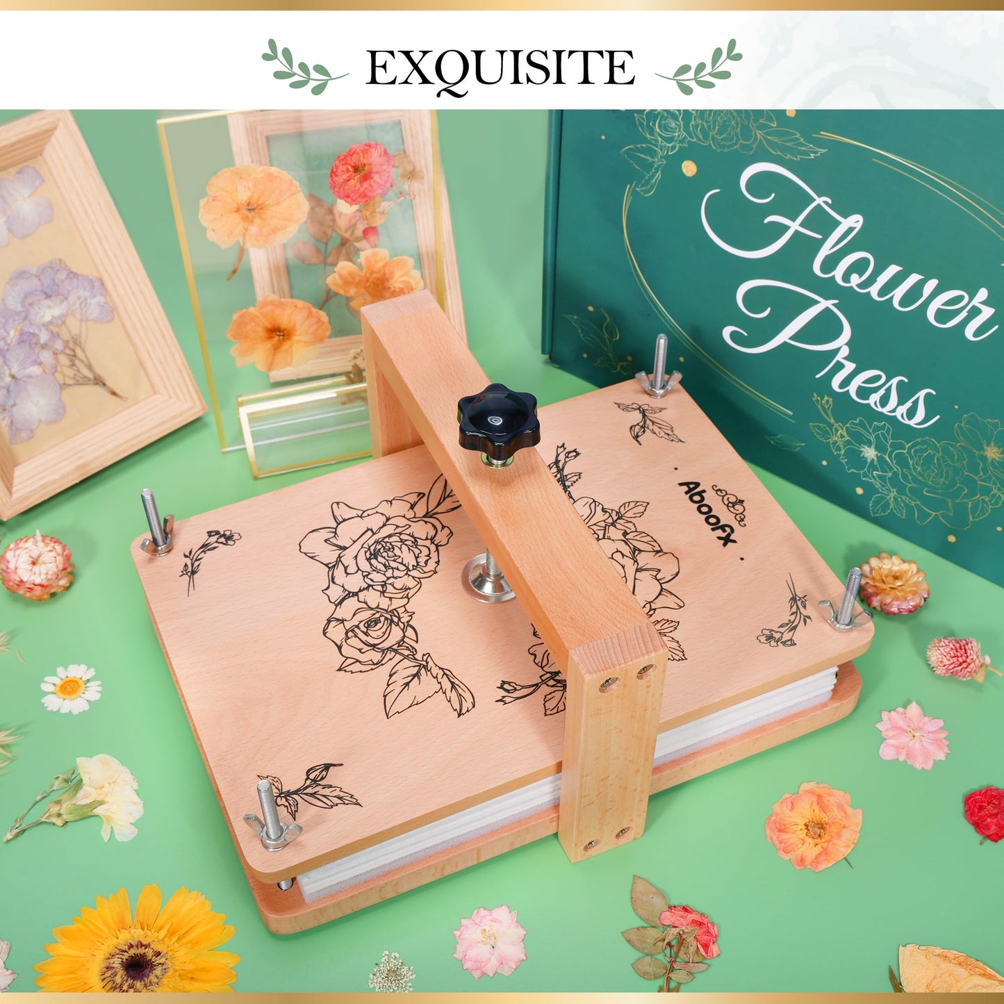 Aboofx Large Flower Press Kit – 6-Layer Pressing System, 11.8 × 8.3 in, All‑In‑One DIY Flower Press