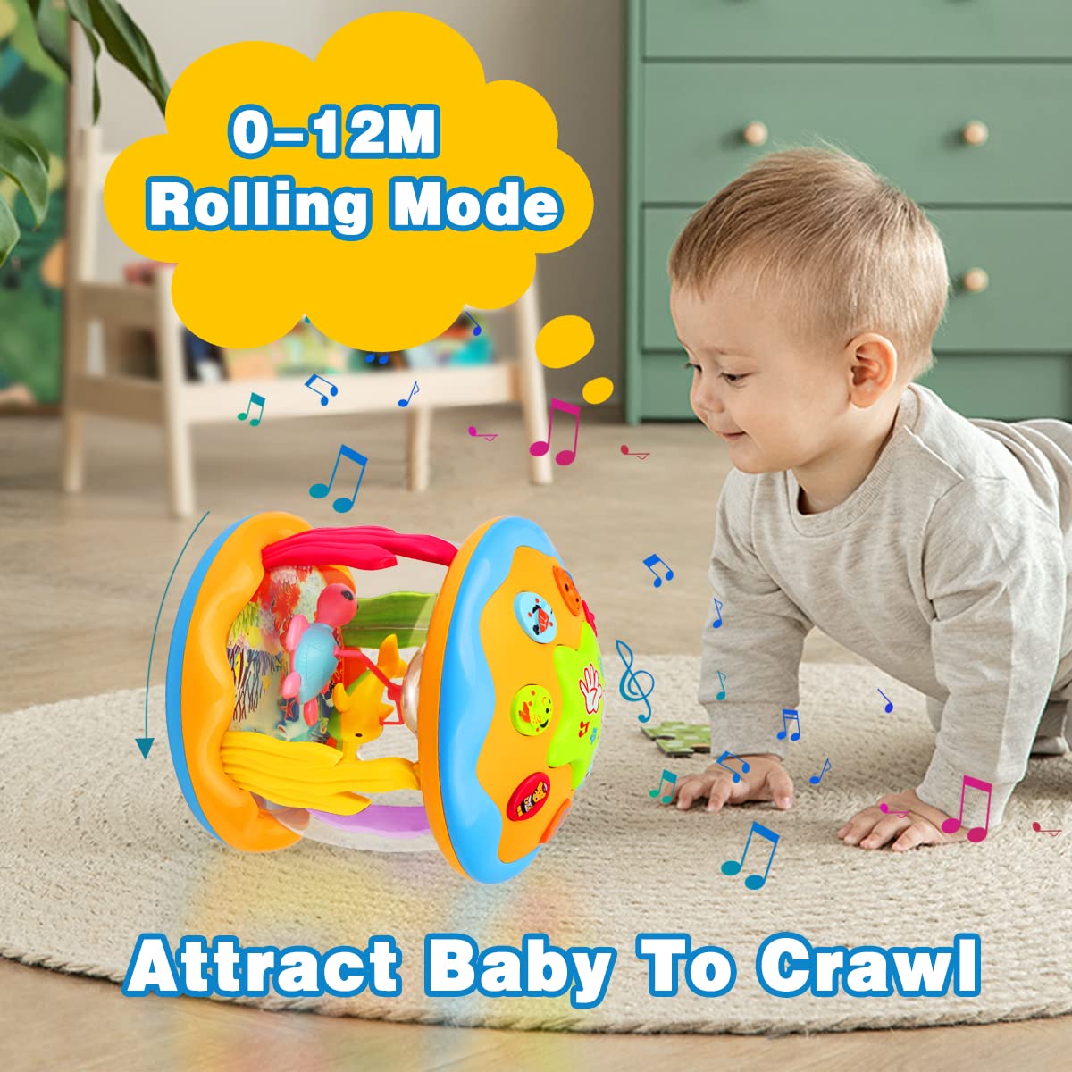 Aboosam Ocean Rotating Light Up Toy - Musical Baby Toys for 6-12 Months