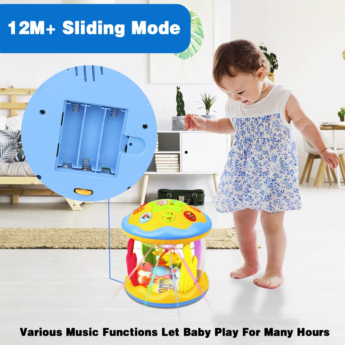 Aboosam Ocean Rotating Light Up Toy - Musical Baby Toys for 6-12 Months