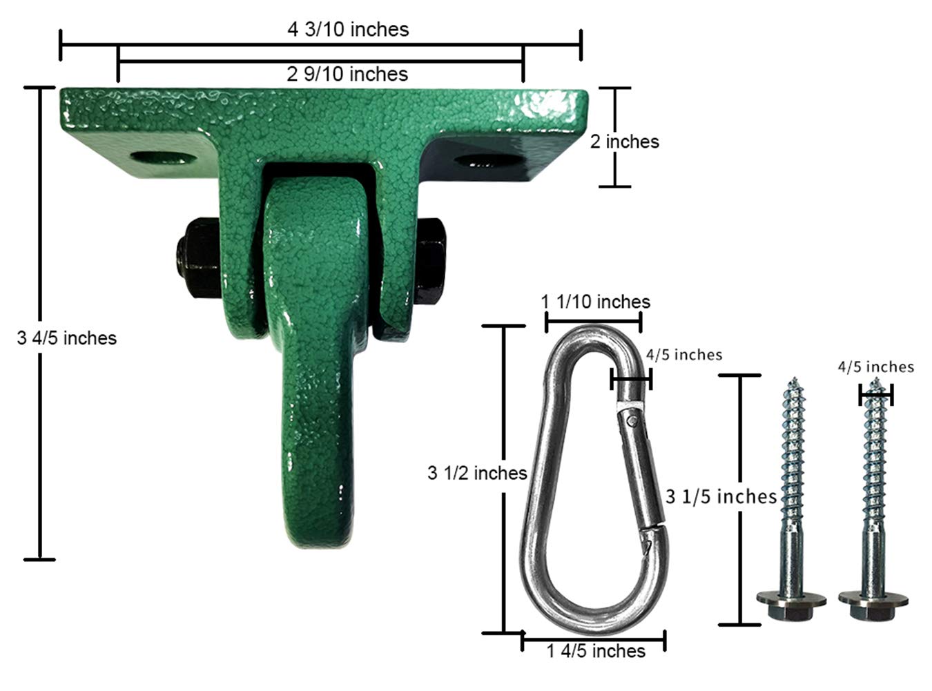 ABUSA Heavy Duty Green Swing Hangers – 5000 lb Capacity (2 Pack) with Screws