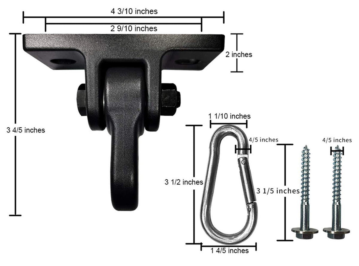ABUSA Heavy Duty Black Swing Hangers – 5000+ lb Capacity, 2 Pack with Screws & Bolts Included