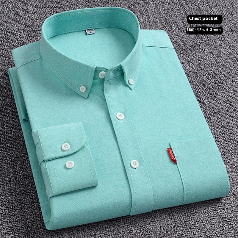 Men's Premium Oxford Cotton Shirt - Long Sleeve Button Down Dress Shirt