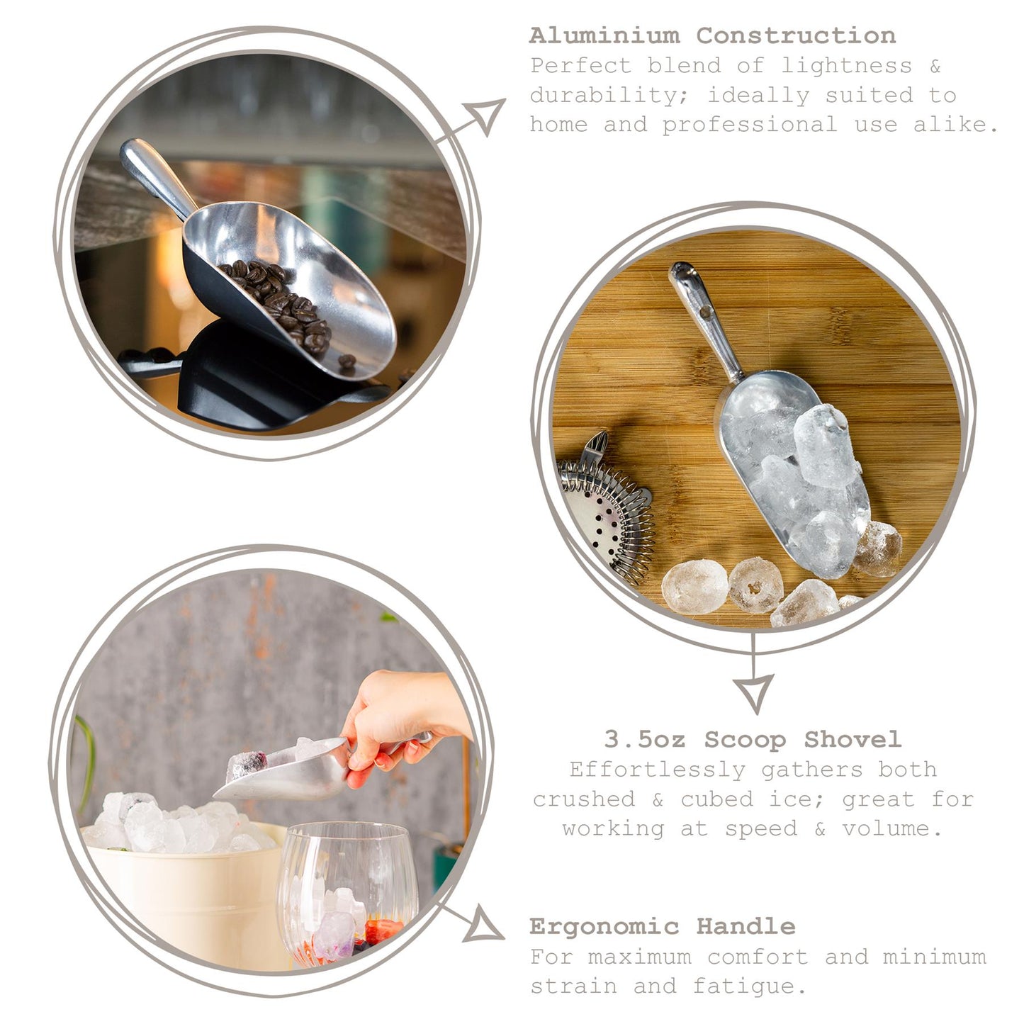 3.5oz Aluminium Ice Scoops - Pack of 5