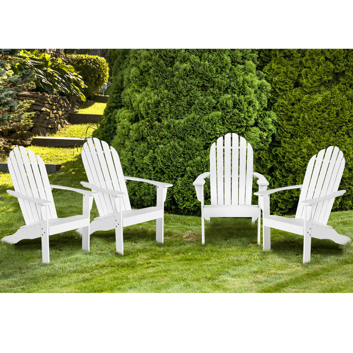 Acacia Wood Adirondack Lounger Chair Set of 2 with Slatted Seating