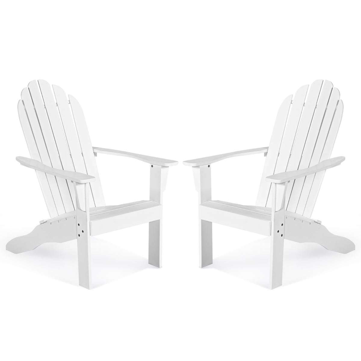 Acacia Wood Adirondack Lounger Chair Set of 2 with Slatted Seating