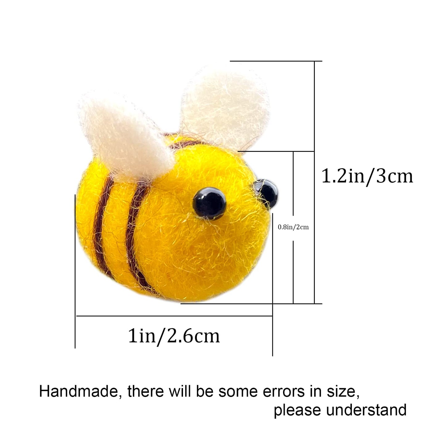 AcceLeah 25Pcs Wool Felt Bumblebee Craft Balls – Cute Bee DIY Decor