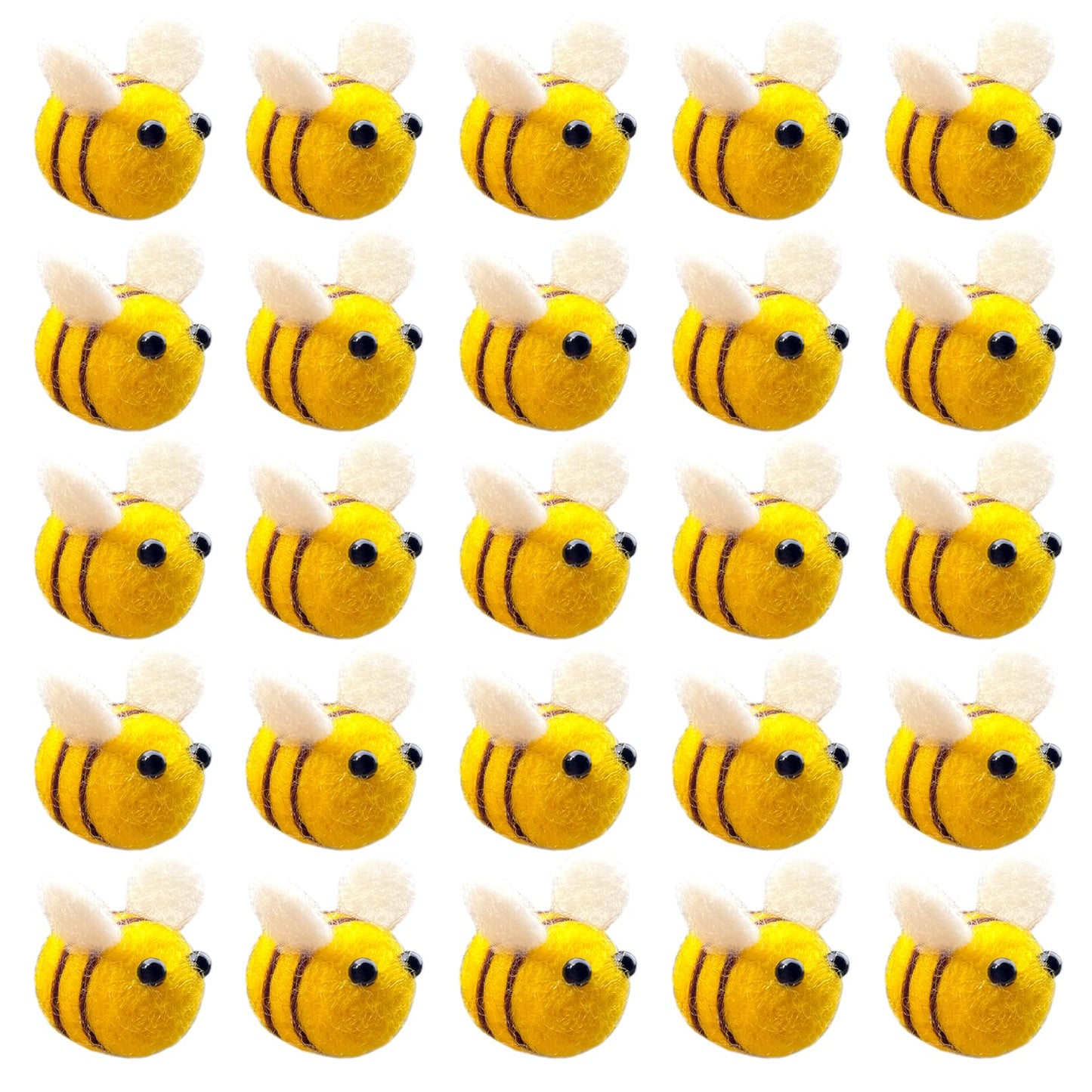 AcceLeah 25Pcs Wool Felt Bumblebee Craft Balls – Cute Bee DIY Decor