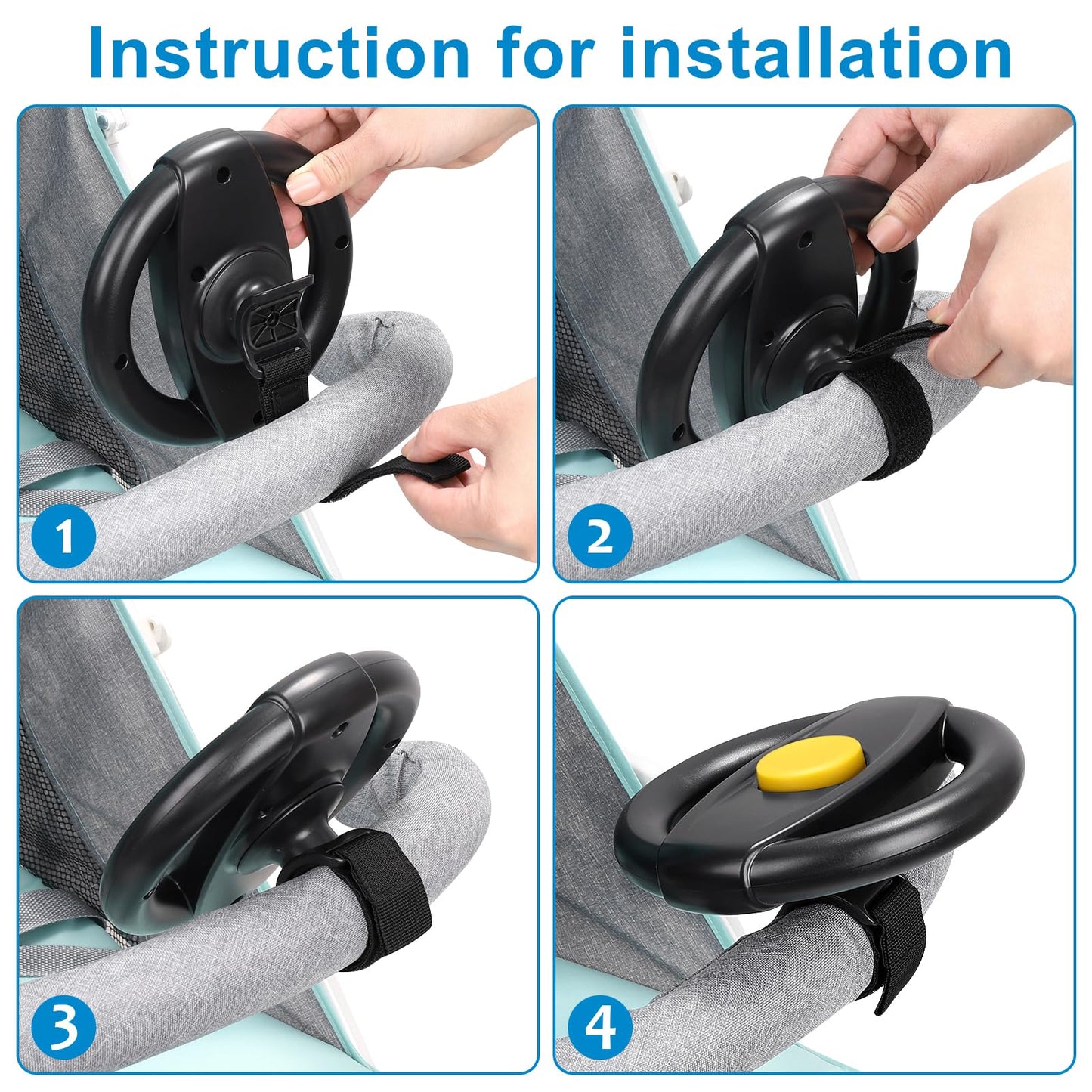 Accmor Stroller Steering Wheel Toy – Universal, Detachable Pretend Driving Attachment for Strollers & Carts