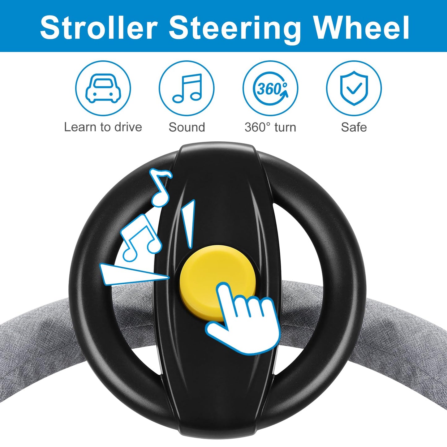 Accmor Stroller Steering Wheel Toy – Universal, Detachable Pretend Driving Attachment for Strollers & Carts