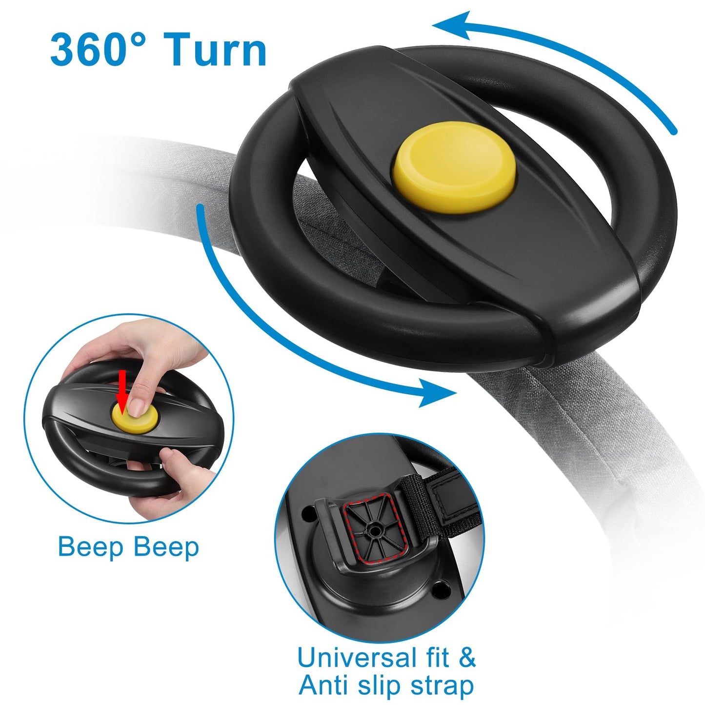 Accmor Stroller Steering Wheel Toy – Universal, Detachable Pretend Driving Attachment for Strollers & Carts
