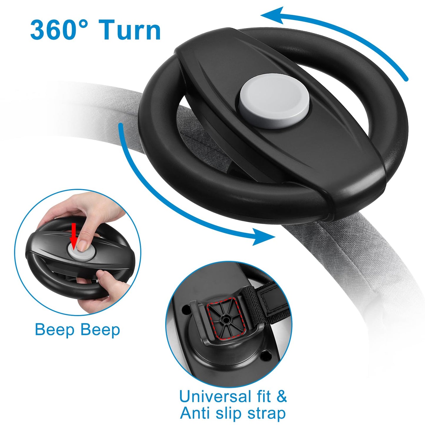 Accmor Stroller Steering Wheel Toy – Detachable, Battery-Free Fun