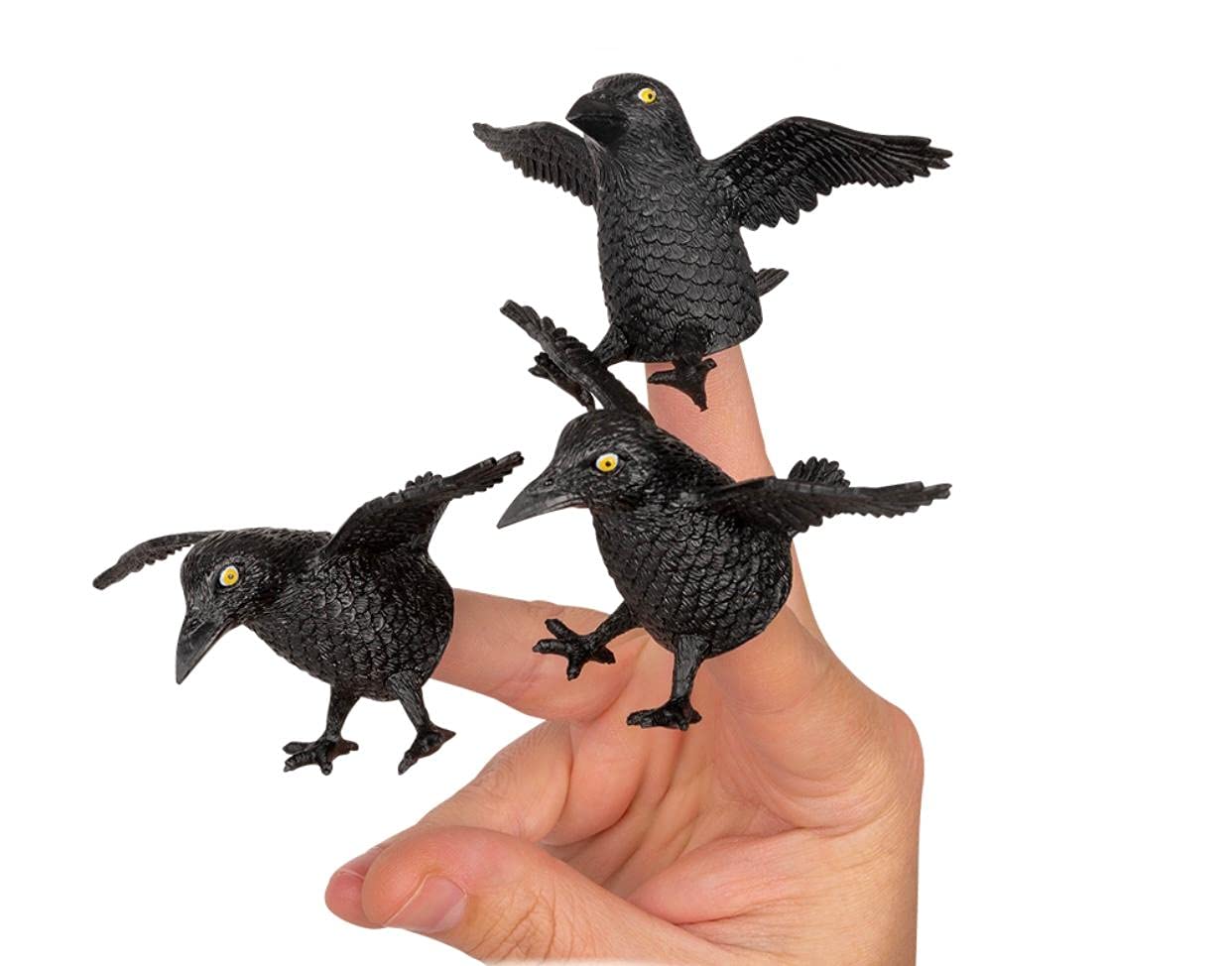 Accoutrements 3 Pack Finger Crows Finger Puppets – 2-Inch Vinyl Hand Puppets