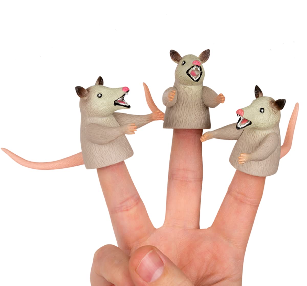 Accoutrements 3 Pack Finger Possums Finger Puppets – 2 Inch Soft Vinyl Puppets