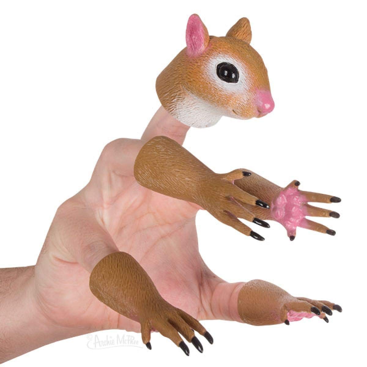 Accoutrements Archie McPhee Handi Squirrel – 5 Soft Vinyl Finger Puppets for Playful Imagination