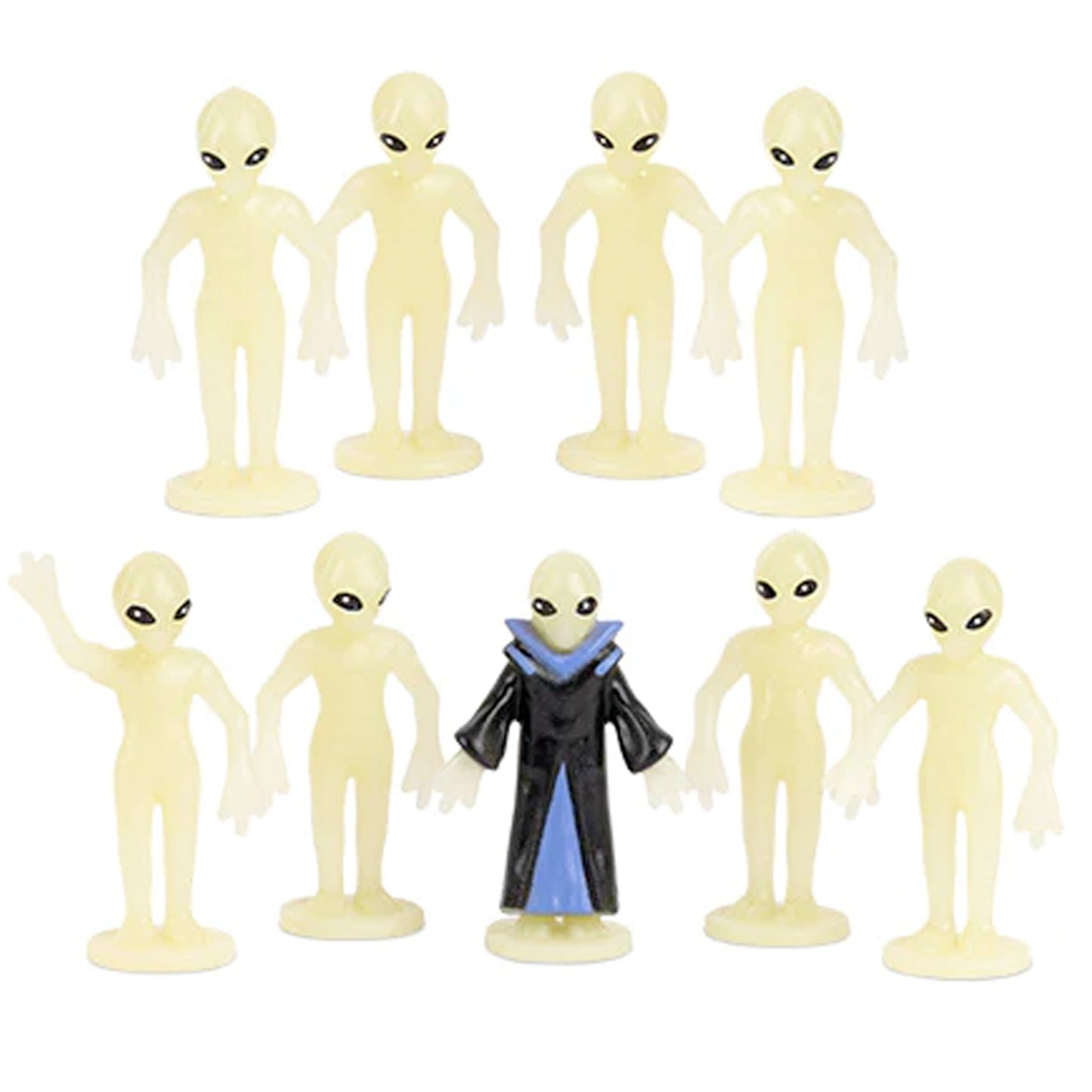 Accoutrements Archie McPhee Itty Bitty Aliens – Glow-in-the-Dark Tiny Leader Set of 9 (Green)