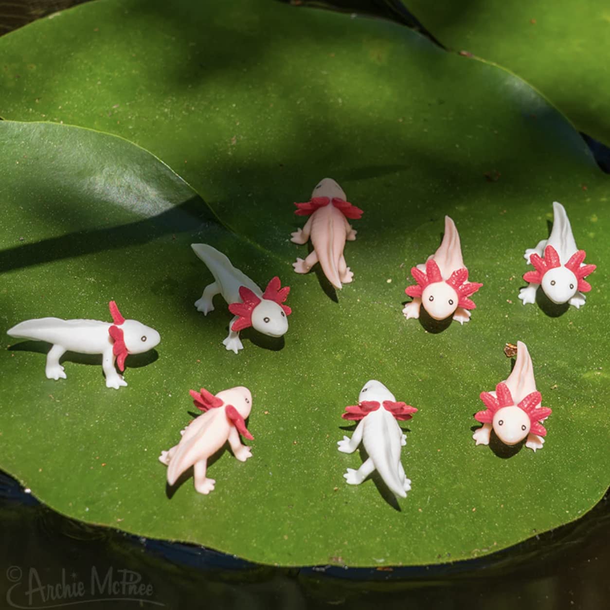 Accoutrements Archie McPhee Itty Bitty Axolotls 8-Pack – Soft Vinyl Mini Friends