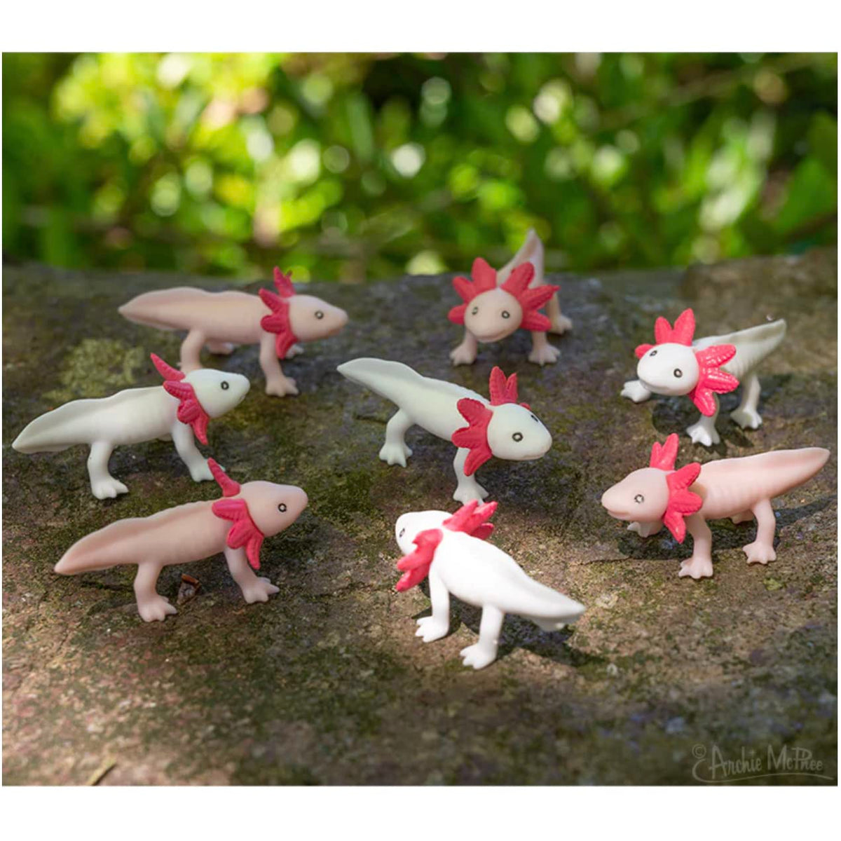 Accoutrements Archie McPhee Itty Bitty Axolotls 8-Pack – Soft Vinyl Mini Friends